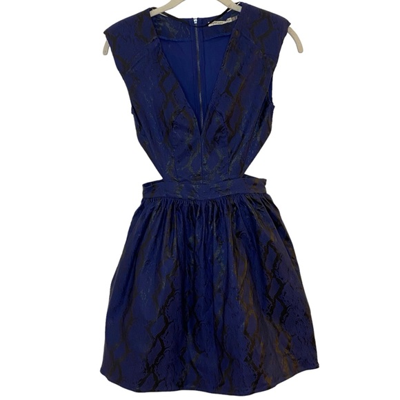 NWT Mustard Seed navy and black snake print cutout mini dress- M - Picture 2 of 10